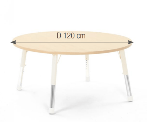Mobilier - Table crèche et scolaire - Table ronde réglable beige - surface HPL - 120 cm de diamètre