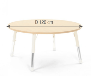 Mobilier - Table crèche et scolaire - Table ronde réglable beige - surface HPL - 120 cm de diamètre