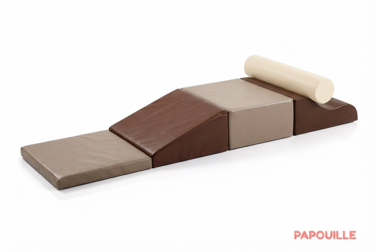 Kit de modules équilibre "poussin" en mousse 270 x 30cm - Chocolat, taupe et crème