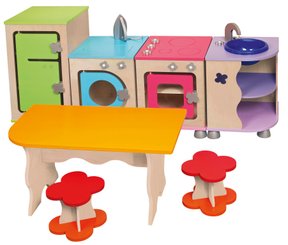 Mobilier - Mobilier de jeux d'imitation - Bloc réfrigérateur avec 2 étagères imitation en bois