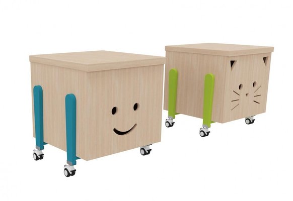 Mobilier - Meuble de rangement scolaire - Coffre à jouets mobile sur roulettes smile rigolo