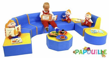 Mobilier - Meuble en mousse et Pouf - Coin lecture ensemble 9 modules 17 cm