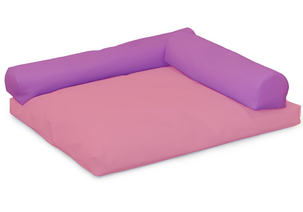Coussin carré avec rouleaux fuchsia rose