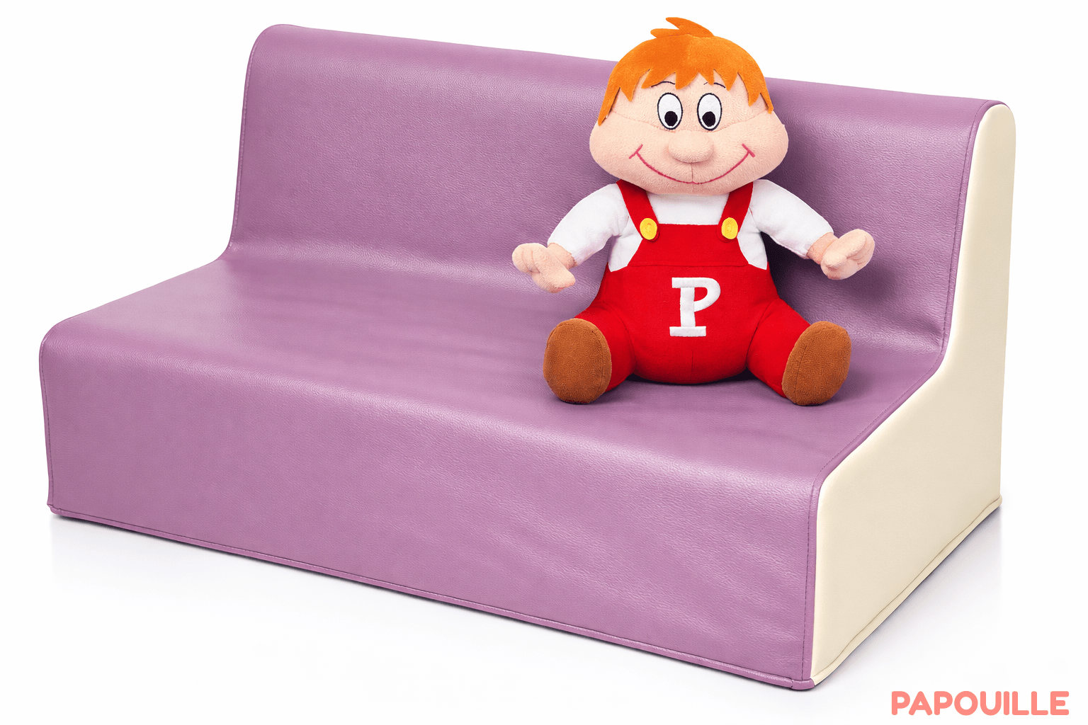 Banquette enfant 2 à 3 places en mousse pvc h. 17cm - Parme et crème