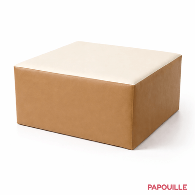 Mobilier - Meuble en mousse et Pouf - Pouf table carré en mousse imperméable assise 30 cm - Marron et crème