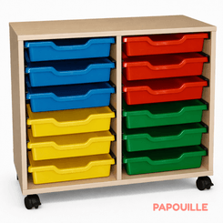 Mobilier - Meuble de rangement scolaire - Meuble 2 colonnes avec 12 bacs
