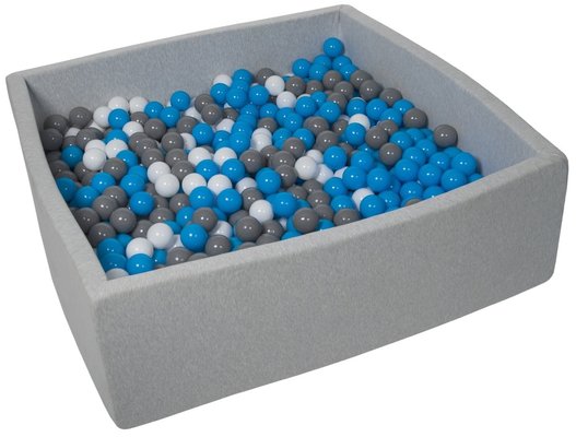 Motricité - Piscine à balles - Piscine à Balles carré pour Bébé avec 900 balles 120x120cm Gris Clair Balles Turquoise