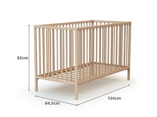 Couchage - Lit Crèche en Bois bébé, enfant - Lit bébé 60x120 simple Naturel  sans traitement ni peinture