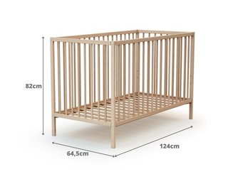 Couchage - Lit Crèche en Bois bébé, enfant - Lit bébé 60x120 simple Naturel  sans traitement ni peinture