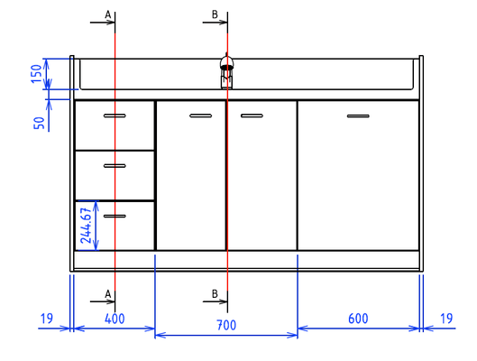 Change - Meuble à Langer crèche - Table à langer 1 vasque avec escalier 170 cm