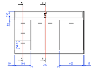 Change - Meuble à Langer crèche - Table à langer 1 vasque avec escalier 170 cm