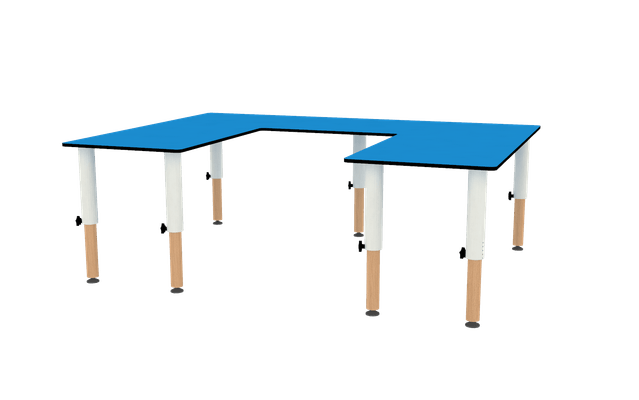 Mobilier - Table crèche et scolaire - Table en U Réglable - Bleu