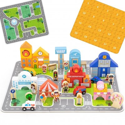 Jouets - Jeux de Construction - blocs à empiler 100 pièces + Puzzle la ville