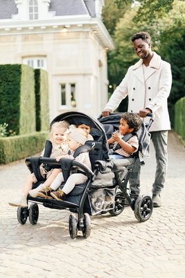Puériculture - Poussette - Poussettes quadruple + Housse de pluie et pare soleil - Noir 