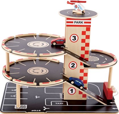 Jouets - Garages, Voitures et Circuits pour Enfant - Parking à 4 niveaux - 2 voitures et 1 hélicoptère
