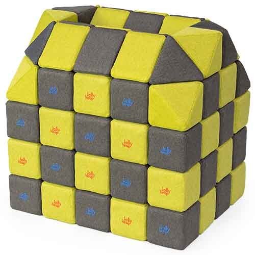 Cubes de constructions magnétiques de psychomotricité tissu 100 pièces gris