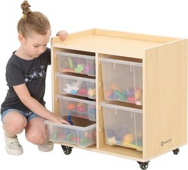 Mobilier - Meuble de rangement scolaire - Étagère à 2 rangées avec 4 petits bacs et 2 grands