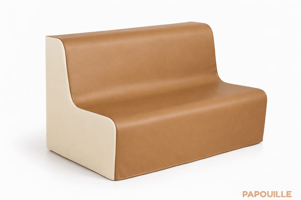 Mobilier - Meuble en mousse et Pouf - Canapé 3 places en mousse imperméable assise 30 cm - Marron et crème