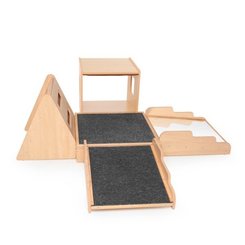 Mobilier - Meuble de rangement scolaire - Parcours de motricité bois avec miroir