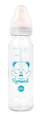 Repas - Biberons Classic et Large - Biberon verre 240 ml, "régul'air", tétine nn caoutchouc - blanc -