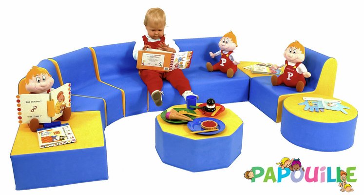 Mobilier - Meuble en mousse et Pouf - Coin lecture ensemble 9 modules 17 cm