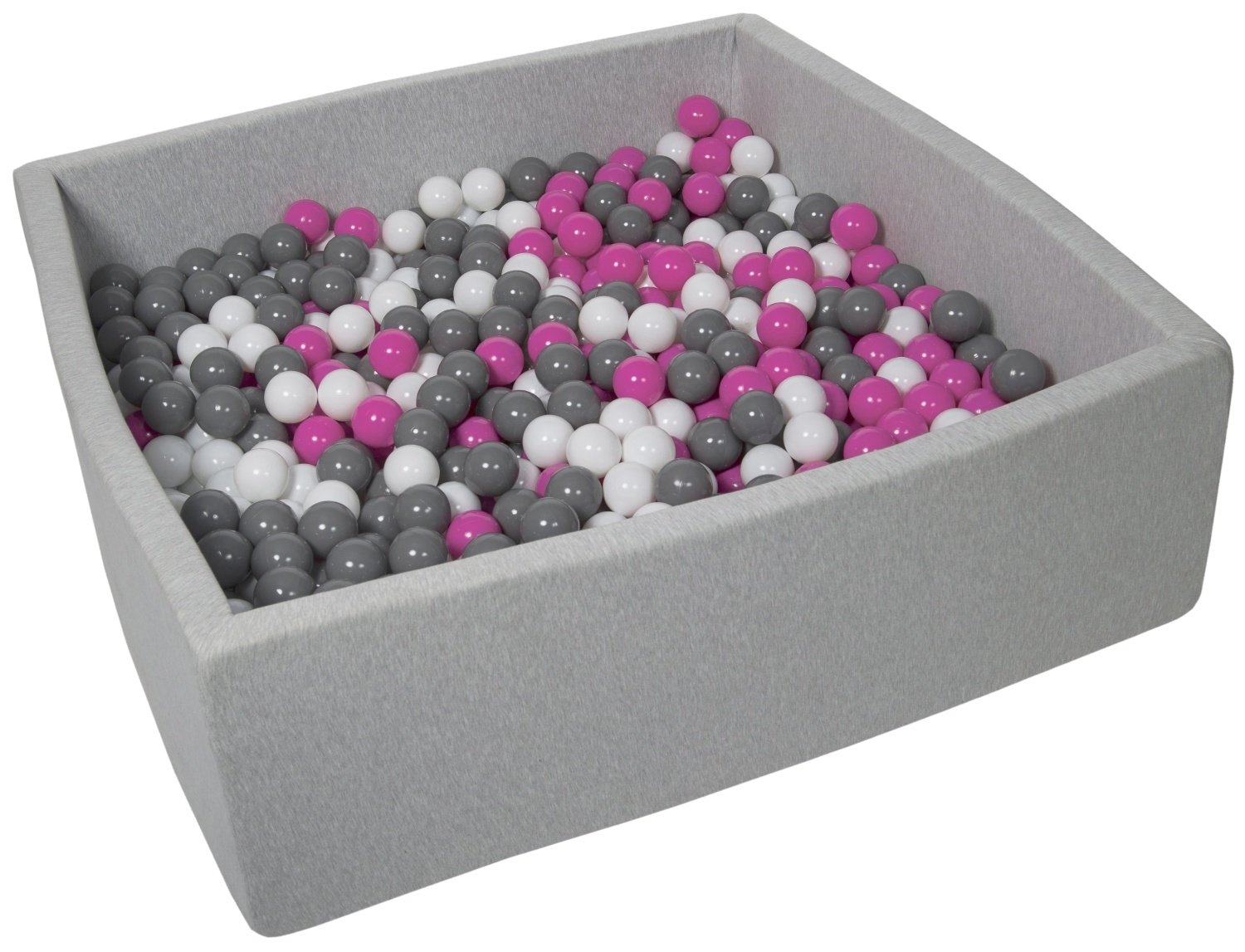 Piscine à balles carré pour bébé avec 900 balles 120x120cm gris clair balles violet