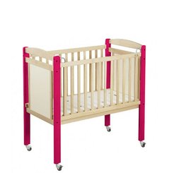 Couchage - Lit Crèche en Bois bébé, enfant - Lit crèche réglable 3 hauteurs à barreaux 120 x 60cm framboise