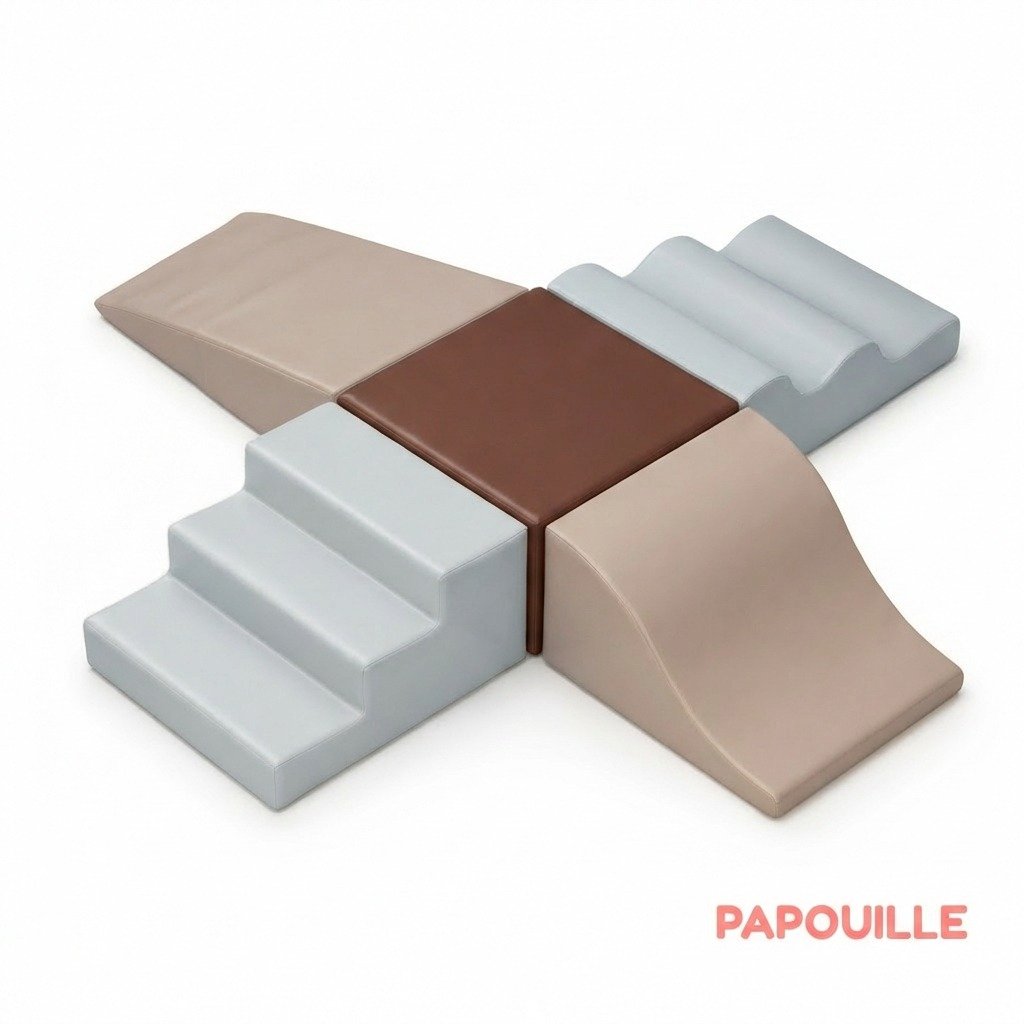 Kit tipas apprentissage de la marche 5 modules en mousse pvc - Taupe, chocolat, gris