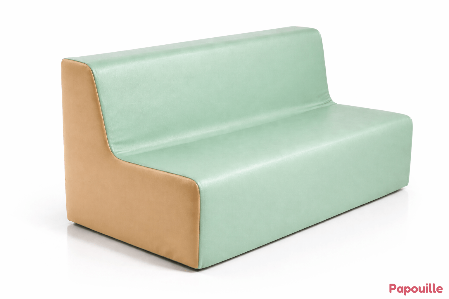 Canapé mousse 3 places hauteur 25 cm - Vert pastel - crème