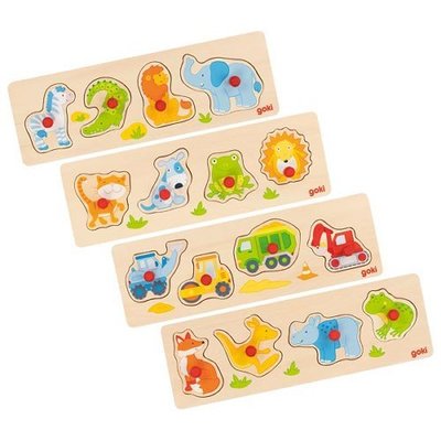 Jouets - Jouets à Empiler ou à Encastrer - Lot de 4 Puzzles en bois
