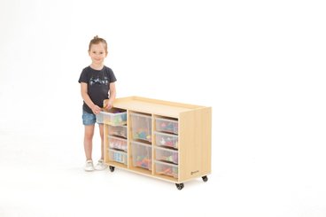 Mobilier - Meuble de rangement scolaire - Étagère à 3 rangées avec 8 petits bacs et 2 grands