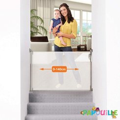 Médical et Prévention - Barrières de Sécurité Enfant - Barrière de sécurité retractable - blanc 0-140 cm