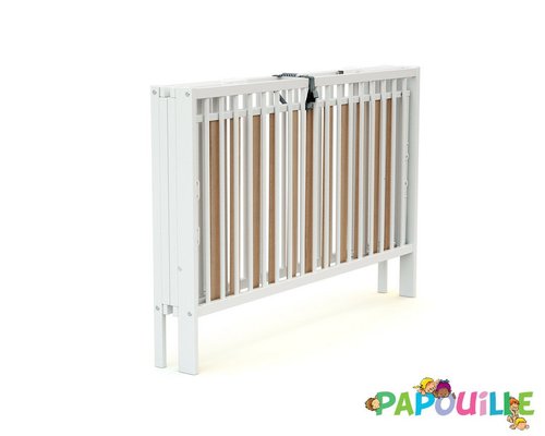 Couchage - Lit Crèche en Bois bébé, enfant - Lit bois pliant 60 x 120 réglable en hauteur blanc