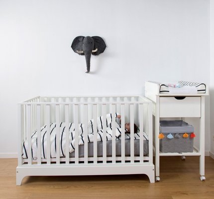 Couchage - Lit Crèche en Bois bébé, enfant - DE // Lit bébé évolutif 70 x 140 cm Blanc