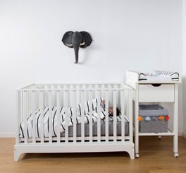 Couchage - Lit Crèche en Bois bébé, enfant - DE // Lit bébé évolutif 70 x 140 cm Blanc