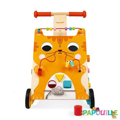 Jeux - Porteurs, Draisiennes, Marcheurs - Chariot multi-activités chat en bois enfant (janod)