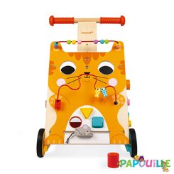 Jeux - Porteurs, Draisiennes, Marcheurs - Chariot multi-activités chat en bois enfant (janod)