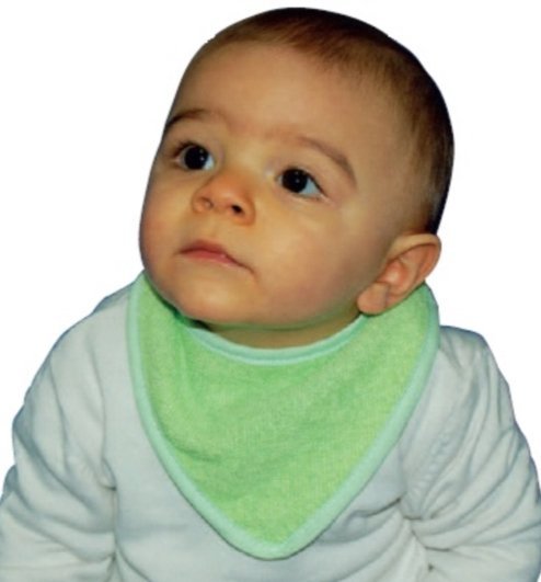 Bavoir bandana coton éponge 21 x 12cm Vert