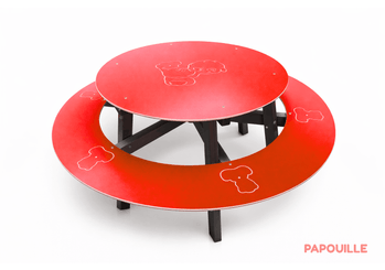 Mobilier - Table crèche et scolaire - Table d'extérieur ronde avec banc ourson - Rouge