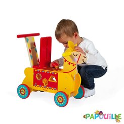 Jeux - Porteurs, Draisiennes, Marcheurs - de // Porteur pousseur en bois le lama