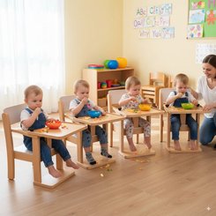 Puériculture - Chaise haute bébé et Siège Repas - Chaise en bois avec tablette - T0