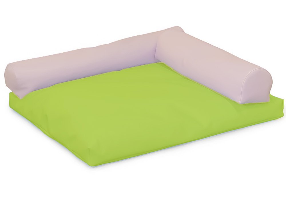 Coussin carré avec rouleaux beige vert