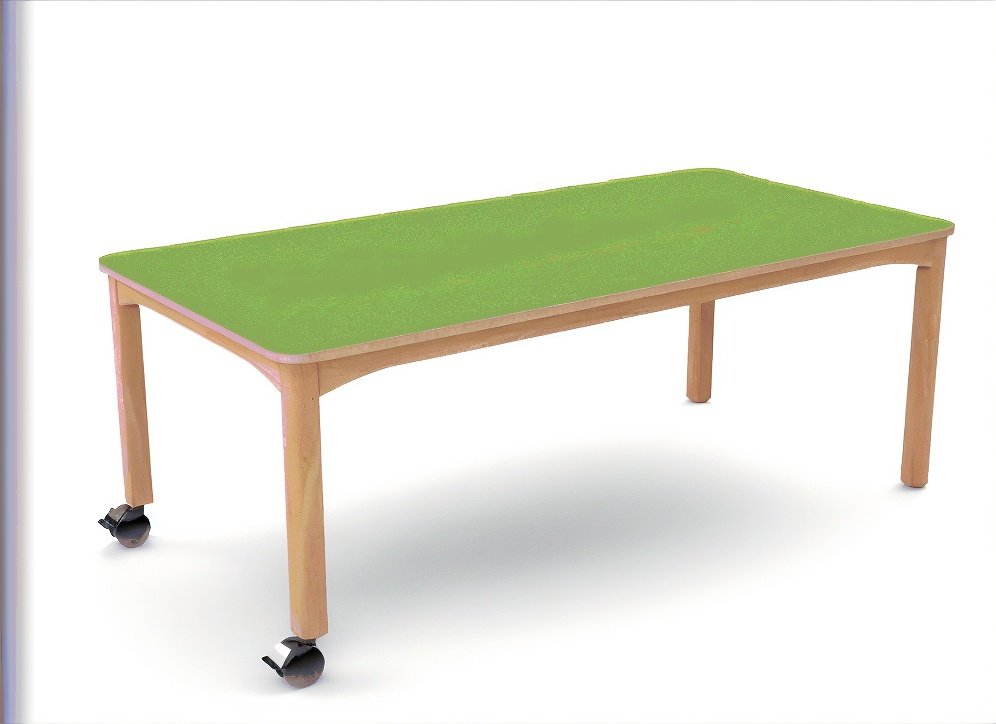Table en bois à roulettes 120 x 60 cm T3 - Vert