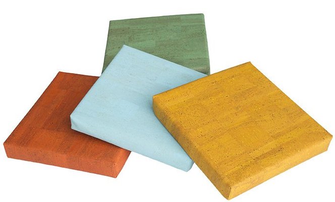 Mobilier - Meuble en mousse et Pouf - 4 coussins carrés de couleur en liège