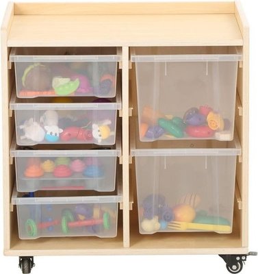 Mobilier - Meuble de rangement scolaire - Étagère à 2 rangées avec 4 petits bacs et 2 grands