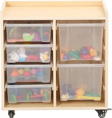 Mobilier - Meuble de rangement scolaire - Étagère à 2 rangées avec 4 petits bacs et 2 grands