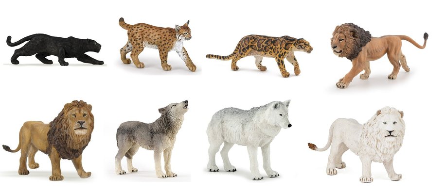 Jouets - Figurines - Lot Bleu - Lot de 8 figurines animaux sauvages 