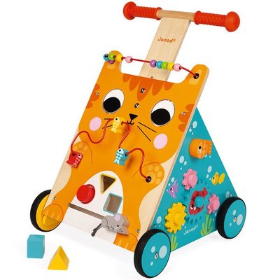 Jeux - Porteurs, Draisiennes, Marcheurs - Chariot multi-activités chat en bois enfant (janod)