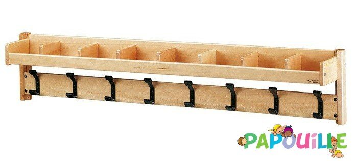 Mobilier - Banc vestiaire & Porte Manteaux - Porte manteaux en bois avec casiers framboise