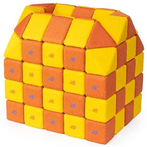 Cubes de constructions magnétiques de psychomotricité tissu 100 pièces miel